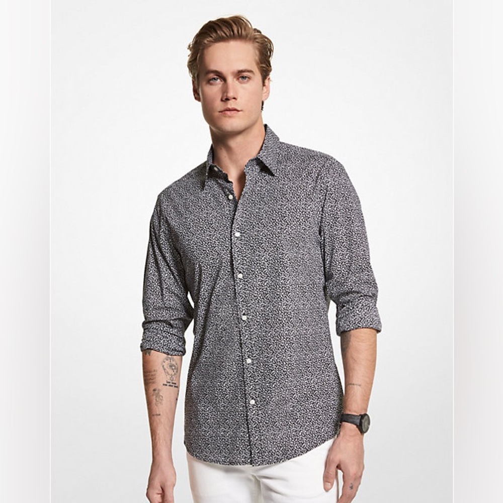 Michael Kors Black and White Patterned Shirt